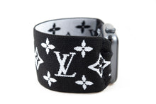 Load image into Gallery viewer, B&W LV Pattern Extra Wide Elastic Apple Watch Band - Hand-Stitched