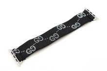 Load image into Gallery viewer, Sparkly Black Silver GG Pattern Elastic Apple Watch Band