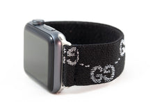 Load image into Gallery viewer, Sparkly Black Silver GG Pattern Elastic Apple Watch Band