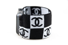 Load image into Gallery viewer, CC Checks Pattern Extra Wide Elastic Apple Watch Band - Hand-Stitched