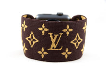 Load image into Gallery viewer, Brown LV Pattern Extra Wide Elastic Apple Watch Band - Hand-Stitched