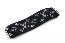 Load image into Gallery viewer, Sparkly Silver & Black LV Pattern Extra Wide Elastic Apple Watch Band - Hand-Stitched