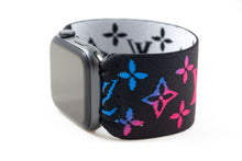 Load image into Gallery viewer, Rainbow LV Pattern Extra Wide Elastic Apple Watch Band - Hand-Stitched