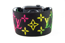 Load image into Gallery viewer, Rainbow LV Pattern Extra Wide Elastic Apple Watch Band - Hand-Stitched