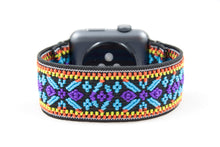 Load image into Gallery viewer, Blue Woven Ethnic Pattern Elastic Apple Watch Band