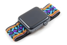 Load image into Gallery viewer, Blue Woven Ethnic Pattern Elastic Apple Watch Band