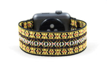 Load image into Gallery viewer, Yellow Black Woven Ethnic Pattern Elastic Apple Watch Band