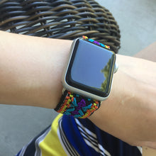 Load image into Gallery viewer, Blue Woven Ethnic Pattern Elastic Apple Watch Band