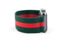 Load image into Gallery viewer, Green and Red Stripe Elastic Apple Watch Band
