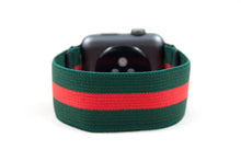 Load image into Gallery viewer, Green and Red Stripe Elastic Apple Watch Band