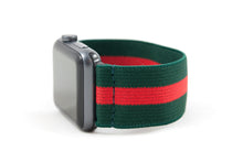 Load image into Gallery viewer, Green and Red Stripe Elastic Apple Watch Band