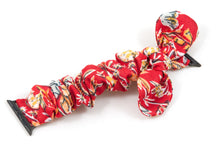 Load image into Gallery viewer, Botanical Apple Watch Scrunchie Band with Top Knot Bow - 38mm 42mm / 40mm 44mm Series 1 - 6 & SE