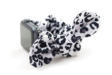 Load image into Gallery viewer, Snow Leopard Apple Watch Scrunchie Band with Top Knot Bow - 38mm 42mm / 40mm 44mm Series 1 - 6 & SE