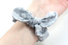 Load image into Gallery viewer, Grey Floral Apple Watch Scrunchie Band with Top Knot Bow