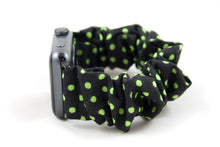 Load image into Gallery viewer, Green Polka Dot Apple Watch Scrunchie Band - 38mm 42mm / 40mm 44mm Series 1 - 6 & SE