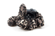 Load image into Gallery viewer, Leopard Apple Watch Scrunchie Band with Top Knot Bow