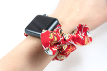 Load image into Gallery viewer, Botanical Apple Watch Scrunchie Band with Top Knot Bow - 38mm 42mm / 40mm 44mm Series 1 - 6 & SE