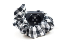 Load image into Gallery viewer, B&W Gingham Apple Watch Scrunchie Band with Top Knot Bow - 38mm 42mm / 40mm 44mm Series 1 - 6, SE