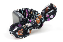 Load image into Gallery viewer, Exotic Floral Apple Watch Scrunchie Band with Top Knot Bow - 38mm 42mm / 40mm 44mm Series 1 - 6 & SE