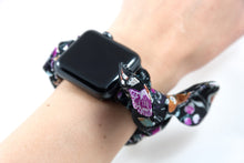 Load image into Gallery viewer, Exotic Floral Apple Watch Scrunchie Band with Top Knot Bow - 38mm 42mm / 40mm 44mm Series 1 - 6 & SE