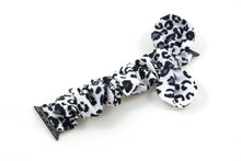 Load image into Gallery viewer, Snow Leopard Apple Watch Scrunchie Band with Top Knot Bow - 38mm 42mm / 40mm 44mm Series 1 - 6 & SE
