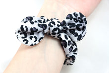 Load image into Gallery viewer, Snow Leopard Apple Watch Scrunchie Band with Top Knot Bow - 38mm 42mm / 40mm 44mm Series 1 - 6 & SE
