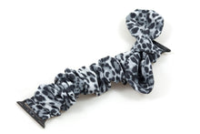 Load image into Gallery viewer, Gray Leopard Apple Watch Scrunchie Band with Top Knot Bow - 38mm 42mm / 40mm 44mm Series 1 - 6 & SE