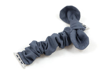 Load image into Gallery viewer, Gray Apple Watch Scrunchie Band with Top Knot Bow - 38mm 42mm / 40mm 44mm Series 1 - 6 & SE