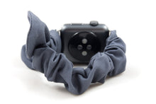 Load image into Gallery viewer, Gray Apple Watch Scrunchie Band with Top Knot Bow - 38mm 42mm / 40mm 44mm Series 1 - 6 & SE