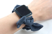 Load image into Gallery viewer, Gray Apple Watch Scrunchie Band with Top Knot Bow - 38mm 42mm / 40mm 44mm Series 1 - 6 & SE