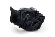 Load image into Gallery viewer, Black Apple Watch Scrunchie Band with Top Knot Bow