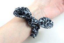 Load image into Gallery viewer, Gray Leopard Apple Watch Scrunchie Band with Top Knot Bow - 38mm 42mm / 40mm 44mm Series 1 - 6 & SE