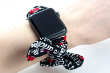 Load image into Gallery viewer, Love XO Apple Watch Scrunchie Band with Top Knot Bow - 38mm 42mm / 40mm 44mm Series 1 - 6 & SE