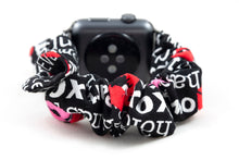 Load image into Gallery viewer, Love XO Apple Watch Scrunchie Band with Top Knot Bow - 38mm 42mm / 40mm 44mm Series 1 - 6 & SE