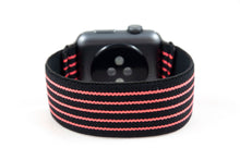 Load image into Gallery viewer, Black with Coral Pink Stripes Elastic Apple Watch Band