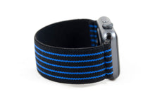 Load image into Gallery viewer, Black with Blue Stripes Elastic Apple Watch Band