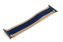 Load image into Gallery viewer, Navy Blue & Khaki Stripe Elastic Apple Watch Band