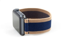 Load image into Gallery viewer, Navy Blue & Khaki Stripe Elastic Apple Watch Band