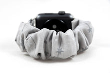 Load image into Gallery viewer, Silver & Grey Star Apple Watch Scrunchie Band