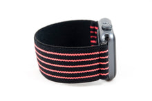 Load image into Gallery viewer, Black with Coral Pink Stripes Elastic Apple Watch Band
