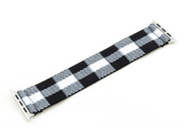 Load image into Gallery viewer, Black & White Plaid Elastic Apple Watch Band