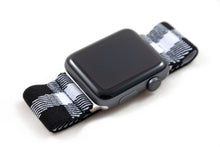 Load image into Gallery viewer, Black & White Plaid Elastic Apple Watch Band