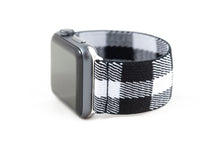 Load image into Gallery viewer, Black & White Plaid Elastic Apple Watch Band