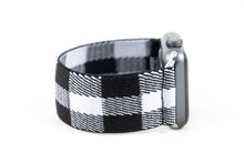 Load image into Gallery viewer, Black & White Plaid Elastic Apple Watch Band