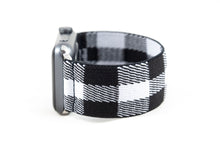 Load image into Gallery viewer, Black & White Plaid Elastic Apple Watch Band