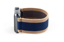 Load image into Gallery viewer, Navy Blue & Khaki Stripe Elastic Apple Watch Band