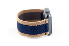 Load image into Gallery viewer, Navy Blue & Khaki Stripe Elastic Apple Watch Band