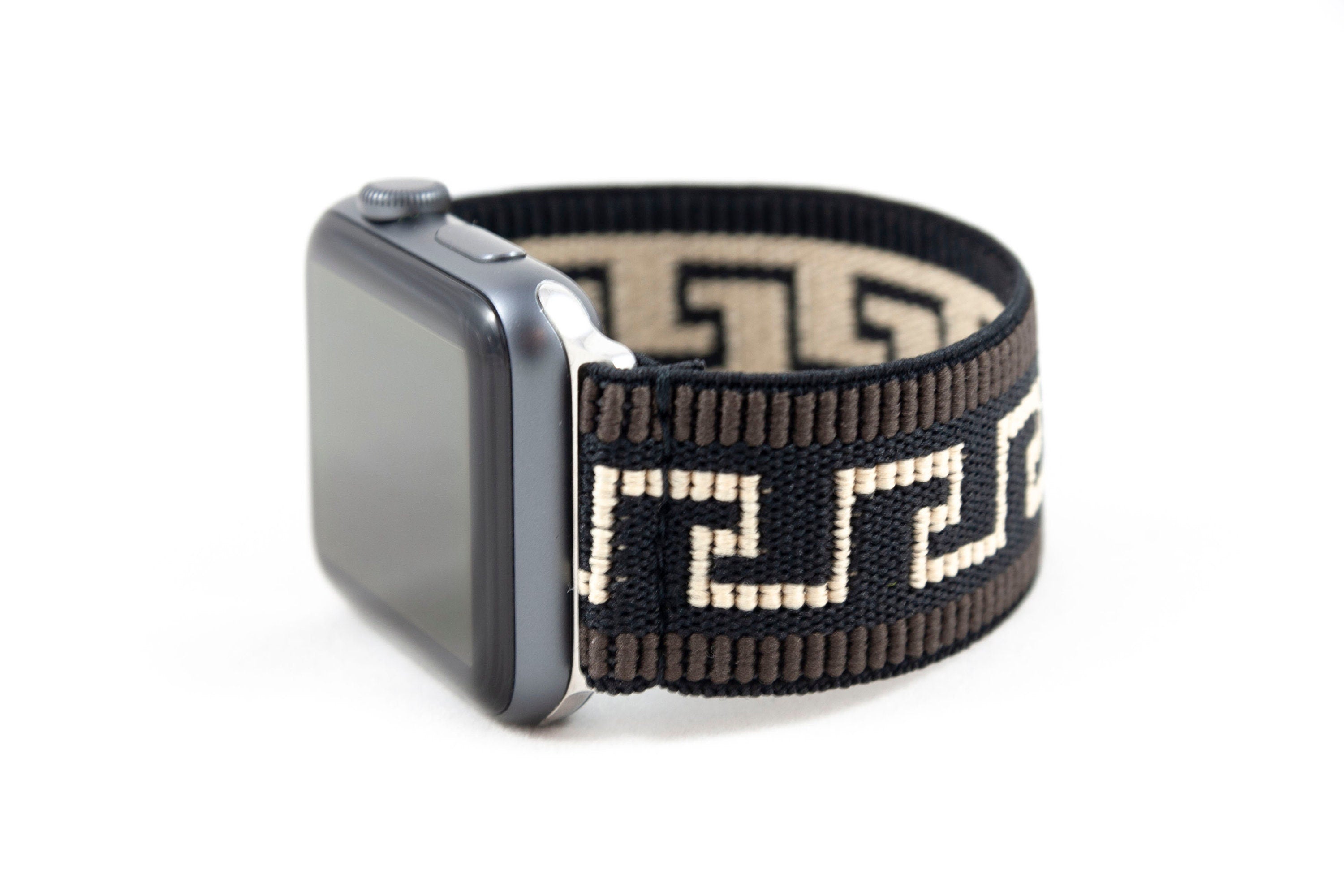 Black Beige Greek Key Wide Elastic Apple Watch Band – QtCatz