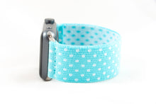 Load image into Gallery viewer, Turquoise Polka Dot Elastic Apple Watch Band