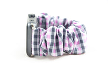 Load image into Gallery viewer, Grey Gingham Apple Watch Scrunchie Band